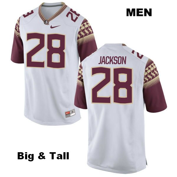 Men's NCAA Nike Florida State Seminoles #28 Malique Jackson College Big & Tall White Stitched Authentic Football Jersey YLH2769BB